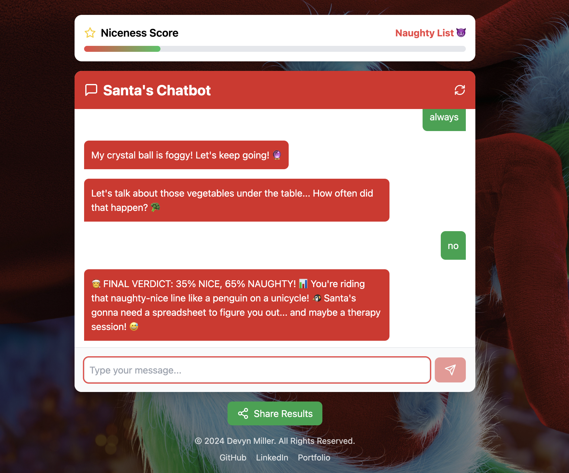 Naughty or Nice AI Chatbot